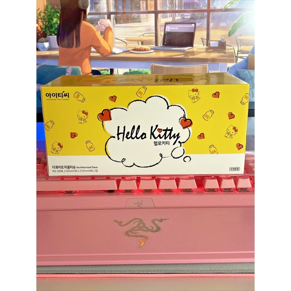 Hello Kitty White Facial Tissue Tissues 200 2 Ply Yellow Box 2022 Sanrio Paper